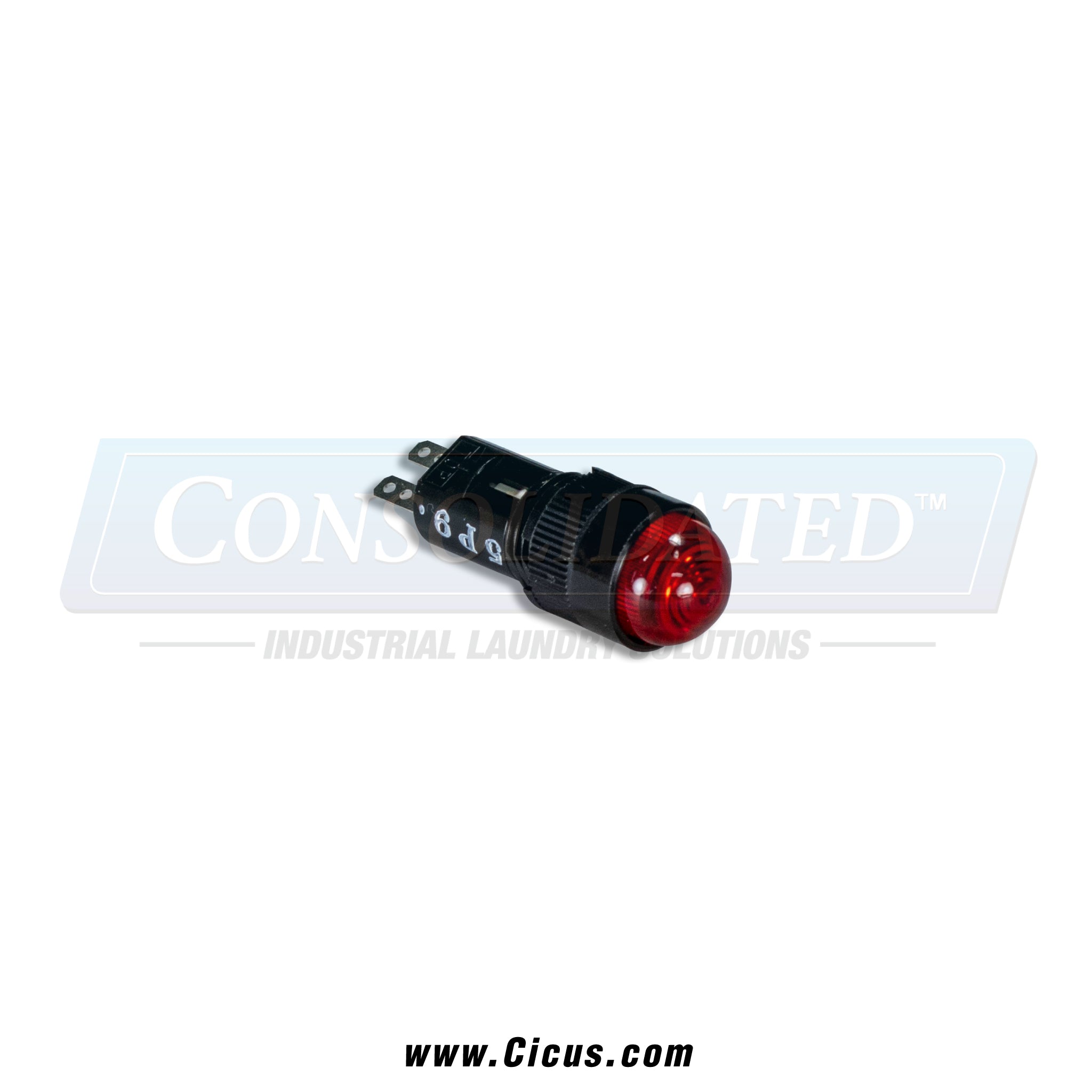 Chicago Dryer Indicator Light Red 24 Vdc [1416-550] - Front View