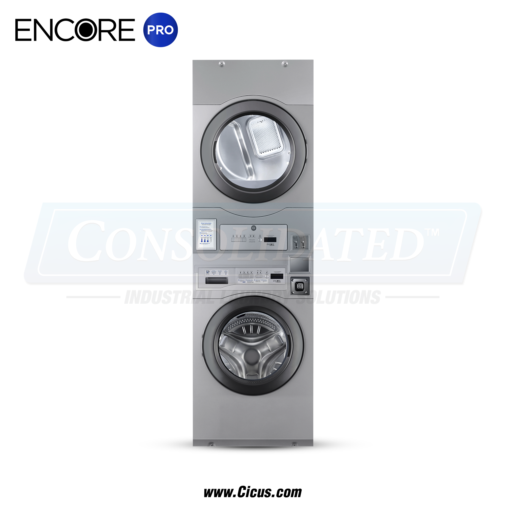 Encore 22 lb Capacity Commercial Stacked Washer and Dryer