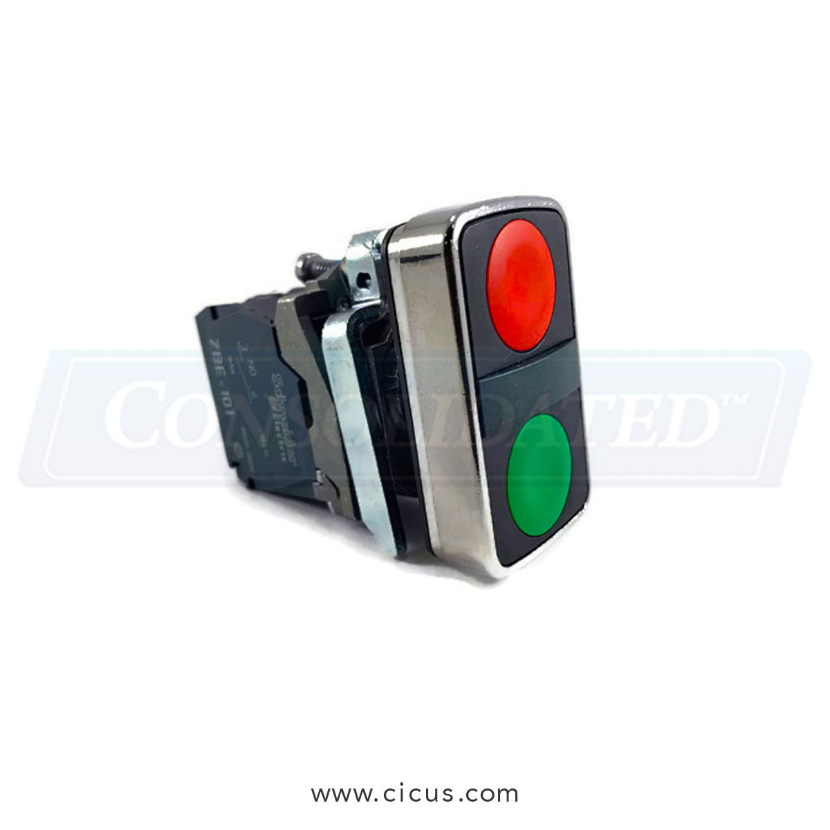 Chicago Dryer Start / Stop Assembly 1 N/C 3 N/O - Illuminated Green / Red (1411-008)