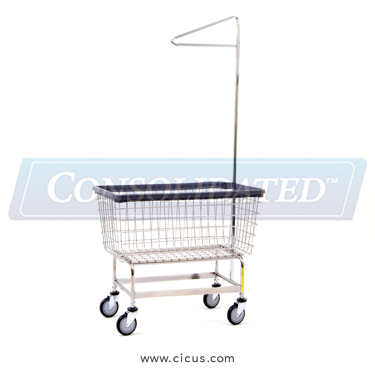 R & B Wire Mega Capacity 'Big Dog' Laundry Cart w/Single Pole Rack (201H91)