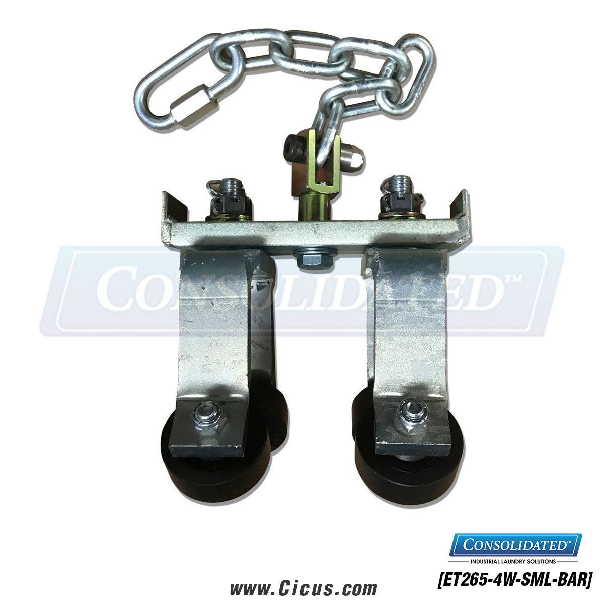 4-Wheel Short Bar Trolley w/Chain Linkage To Ring [ET265-4W-SML-BAR]